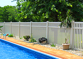 White Swimming Pool Fence