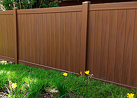 mocha walnut vinyl fence