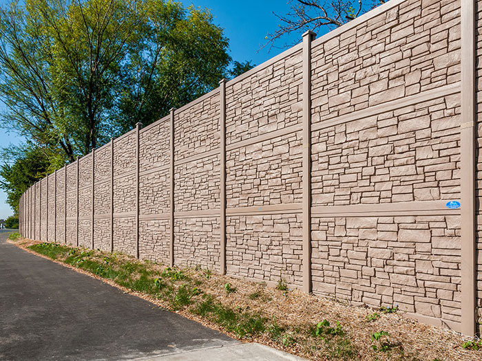 IDOT Sound Wall 12' Tall Simulated Stone Fence