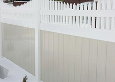 tan vinyl privacy fence