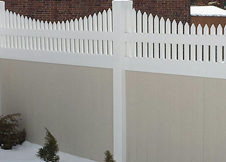 tan vinyl privacy fence