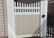 tan vinyl privacy fence