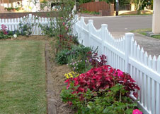 white pvc picket fence