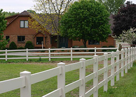 white vinyl farm fence