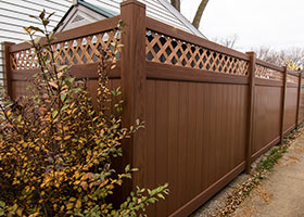 7 foot tall mocha walnut privacy fence