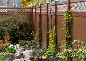 8 foot tall mocha walnut privacy fence