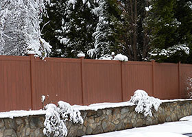 8' tall vinyl privacy fence mocha walnut