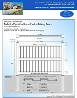 6 Foot Tall Florida privacy fence panel