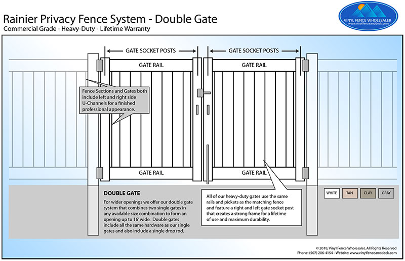 vinyl fence double gate