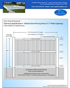 6' tall white pool fence panel