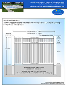 5' tall white swimming pool fence panel