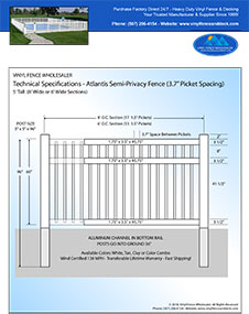 3' tall white pool fence panel