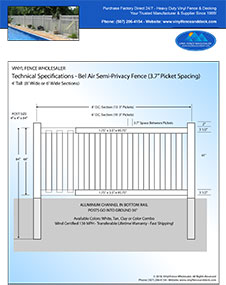 7' tall white pool fence panel