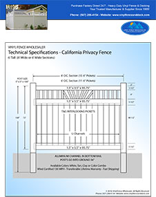 California Vinyl Fence Panel