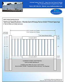 Florida Pool fence 6' Tall Panel