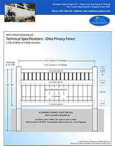 ohio 7' tall white privacy fence panel