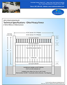 ohio 6 foot tall white privacy fence panel