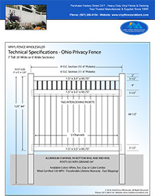 ohio 7' tall white privacy fence panel