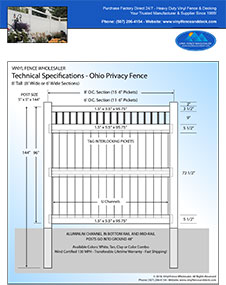 ohio 8 foot tall white privacy fence panel