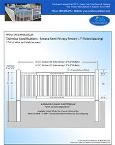 5' tall Seneca pool fence panel