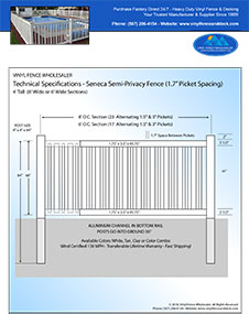 6' tall Seneca pool fence panel