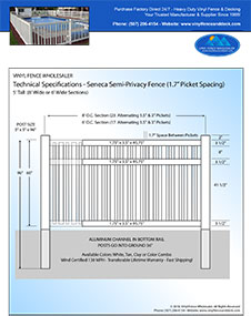 4' tall Seneca pool fence panel