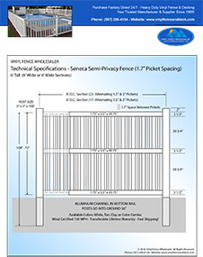 6' tall Seneca pool fence panel