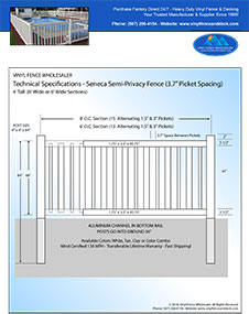 5' tall Seneca swimming pool fence panel