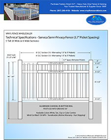 6' tall Seneca swimming pool fence panel