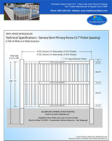 7' tall Seneca swimming pool fence panel