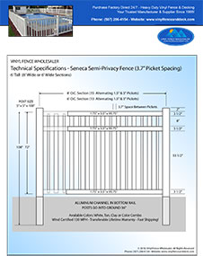 8' tall Seneca swimming pool fence panel