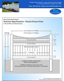 5' tall white privacy fence panel