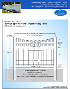 6' tall white privacy fence panel