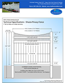 7' tall white privacy fence panel