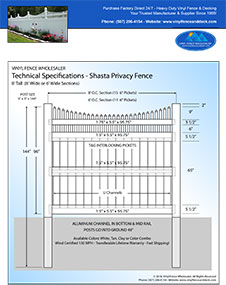 8' tall white privacy fence panel