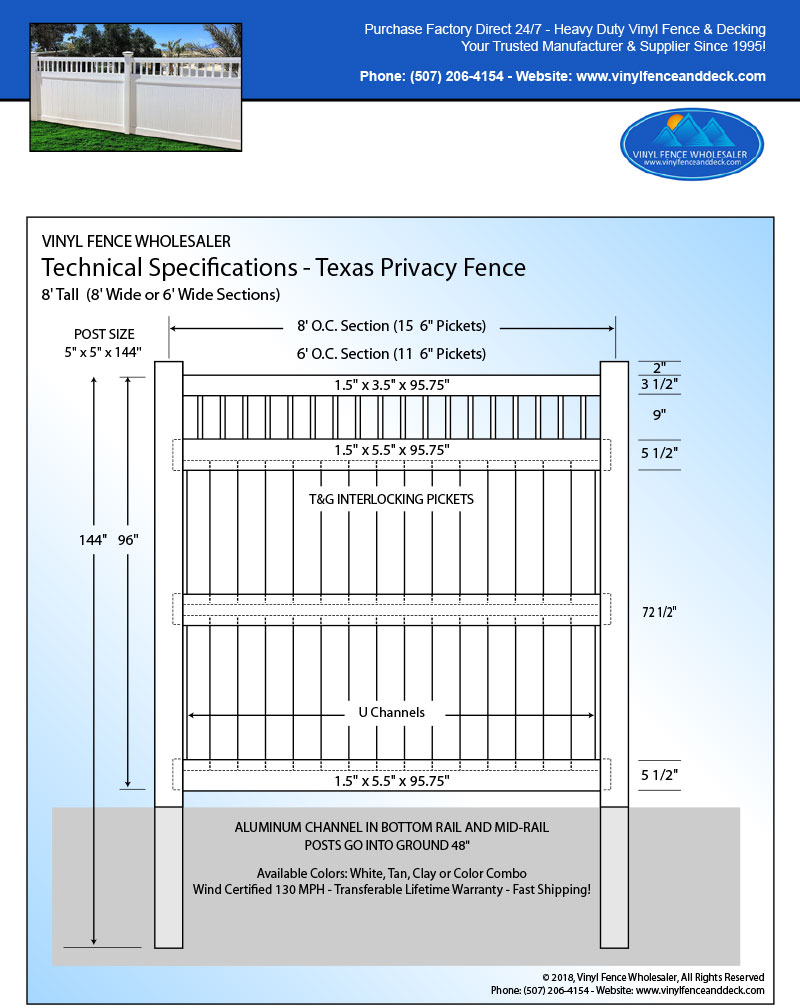 Texas White Privacy Fence