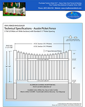 5' tall white privacy fence panel