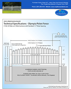 6' tall arched vinyl picket fence panel