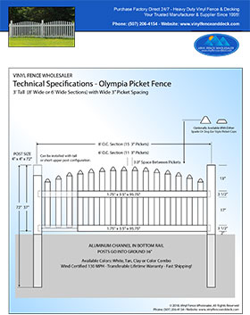 5' tall Olympia Arched Vinyl Picket Fence panel