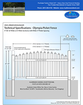 6' tall Arched Vinyl Picket Fence