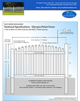 7' tall arched white picket fence panel