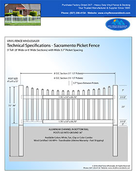 3' tall white privacy fence panel