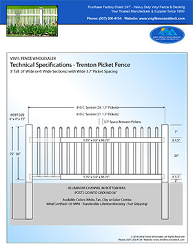 5' tall white privacy fence panel