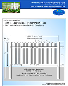 5' tall white privacy fence panel