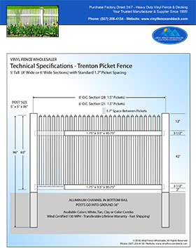 5' tall white privacy fence panel