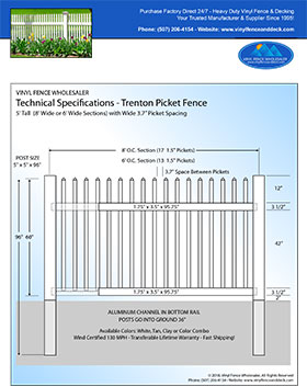 5' tall white privacy fence panel