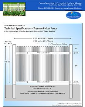 5' tall white privacy fence panel