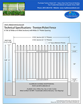 5' tall white privacy fence panel