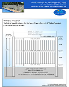 5' Tall White Vinyl Swimming Pool Fence panel