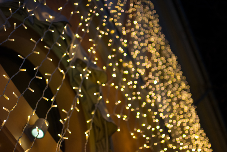 String lighting on fence